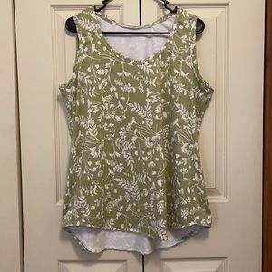 HANDMADE Sage green floral tank top
